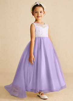 Azazie Tay Flower Girl Dresses Lilac A-Line Sequins Tulle Dress image3