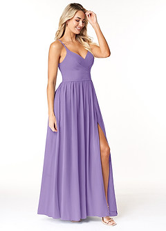 Azazie Dominic Bridesmaid Dresses Tahiti A-Line V-Neck Pleated Chiffon Dress image4