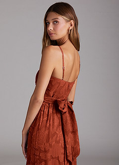 Azazie Nathalia Bridesmaid Dresses Auburn A-Line Bow Floral Burnout Dress image6