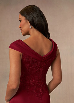 Azazie Calathea Mother of the Bride Dresses Burgundy A-Line Lace Dress image4