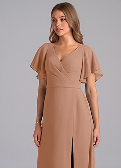 Azazie Ambrosia Abiti da Damigella Abito A-Line in Chiffon Plissettato Champagne Rosa image7