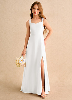Azazie Makani Junior Formal Flower Girl Dresses Ivory A-Line Sweetheart Neckline Chiffon Dress image5