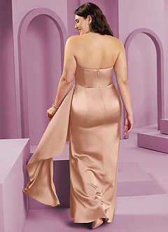 Barbie ♥ Azazie Bridesmaid Dresses Rose Gold Sheath Strapless Stretch Satin Convertible Dress image2