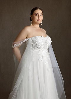 Azazie Wynery Vestidos de prueba en casa Vestido Diamante Blanco de Encaje de Corte Princesa con Hombros descubiertos image16