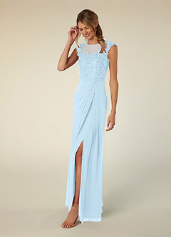 Azazie Libby Mother of the Bride Dresses Sky Blue A-Line Scoop Sequins Chiffon Dress image3