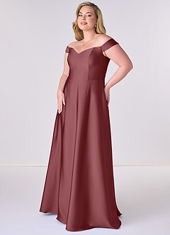 Barbie ♥ Azazie Bridesmaid Dresses Desert Rose A-Line Off the Shoulder Stretch Satin Convertible Dress image9