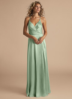 Azazie Davis Robes de demoiselle d'honneur Robe Trapèze en Satiné métallisé Plissée Matcha image4
