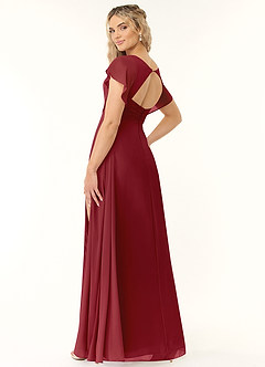 Azazie Rylee Bridesmaid Dresses Pomegranate A-Line Pleated Chiffon Dress image4