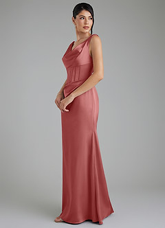 Azazie Spencer Bridesmaid Dresses Antique Rose Mermaid Pleated Stretch Satin Dress image4