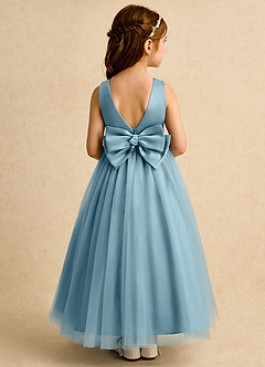 Azazie Lior Flower Girl Dresses Moody Blue Ball-Gown Pleated Tulle Dress image5
