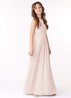 Azazie Bonnie Junior Rose Petal A-Line Pleated Chiffon Dress image2