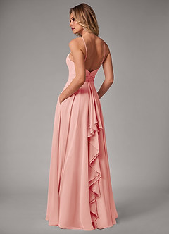 Azazie Amalia Brautjungfernkleider A-Linie Plissee Chiffon Kleid Rosettenrosa image2