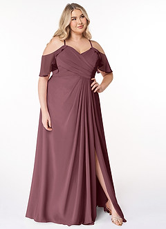 Azazie Dakota Bridesmaid Dresses Sangria A-Line V-Neck Pleated Chiffon Dress image9