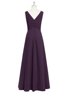Azazie Flora Bridesmaid Dresses Plum A-Line Pleated Chiffon Dress image8