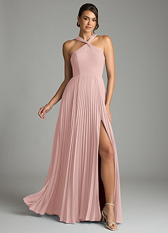 Azazie Afra Abiti da Damigella Abito A-Line in Chiffon Plissettato Rosa Cipria image1