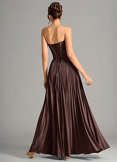 Azazie Saedra Bridesmaid Dresses Ganache A-Line Corset Stretch Satin Dress image6