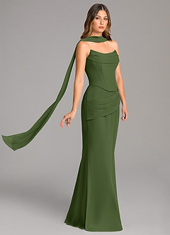 Azazie Sorrel Bridesmaid Dresses Olive Mermaid Corset Chiffon Dress image4