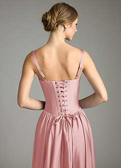 Azazie Evadina Suknie dla druhen Linia A Gorset Satyna elastyczna Do ziemi Sukienka image6