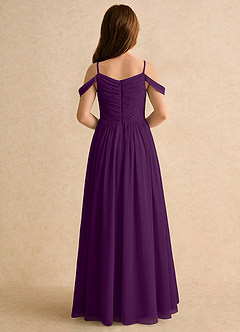 Azazie Chelo Girls Formal Flower Girl Dresses Grape A-Line Pleated Chiffon Dress image2