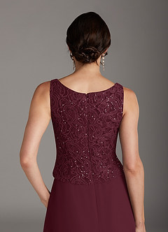 Azazie Cornelia Mother of the Bride Dresses Cabernet Sheath Square Neckline Sequins Chiffon Dress image12