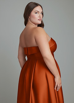 Azazie Lucienne Bridesmaid Dresses Burnt Orange A-Line Strapless Stretch Satin Convertible Dress image10