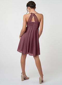 Azazie Ginny Junior A-Linie Plissee Chiffon Kleid Sangria image2