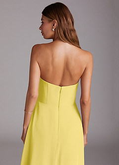 Azazie Wren 신부 들러리 드레스 A라인 사이드 슬릿 쉬폰 바닥 길이 드레스 image7