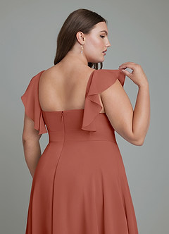 Azazie Leilani Robes de demoiselle d'honneur Robe Trapèze en Mousseline de soie Plissé Auburn image12