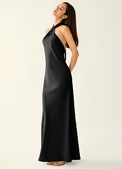 Manllanda Black Bows Satin Vacation Dress image4
