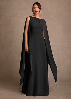 Azazie Liddie Mother of the Bride Dresses Black A-Line Pleated Chiffon Dress image1