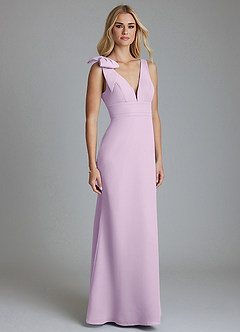 Azazie Taro Venta Final Vestido de Lila Esmerilada de Gasa de Corte Recto con Lazo image1