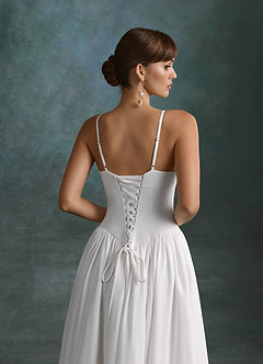 Azazie Gayle Robes de mariée Robe Trapèze en Crêpe Dos Satin Bustier Blanc De Diamant image6
