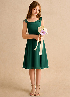 Azazie Pup Girls Formal Flower Girl Dresses Emerald A-Line Pleated Chiffon Dress image3