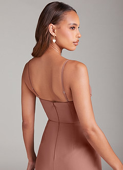 Azazie Maci Robes de demoiselle d'honneur Robe Fourreau en Mousseline de soie Plissée Rose De Cèdre image6