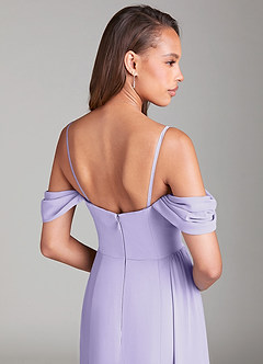Azazie Amyra Bridesmaid Dresses Lilac Sheath Off the Shoulder Chiffon Convertible Dress image8