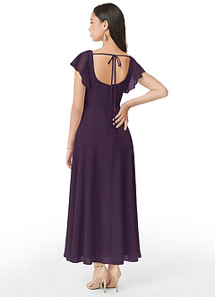 Azazie Bondi Bridesmaid Dresses Plum A-Line Ruched Chiffon Dress image5