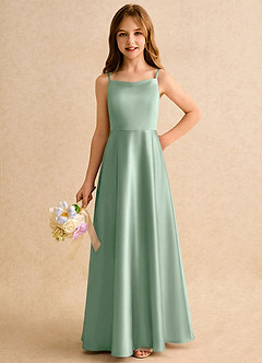 Azazie Joella Girls Formal Flower Girl Klänningar Klä A-Line i Stretch Satin Plisserad image3
