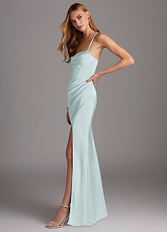 Azazie Brookelle Bridesmaid Dresses Mist Sheath Sweetheart Corset Stretch Satin Dress image5