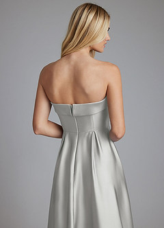 Azazie Lucienne Bridesmaid Dresses Silver A-Line Strapless Stretch Satin Convertible Dress image6