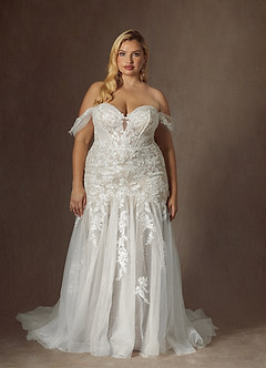 Azazie Leilani Wedding Dresses Diamond White Mermaid Sequins Tulle Dress image12