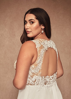 Azazie Trixie Final Sale Diamond White Caramel A-Line Sequins Chiffon Dress image13