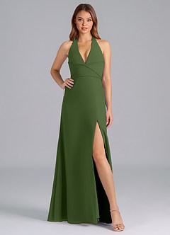 Azazie Odie Bridesmaid Dresses Olive A-Line Chiffon Dress image5