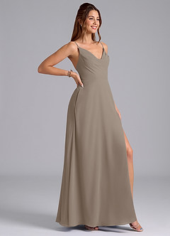 Azazie Sarella Abiti da Damigella Abito A-Line in Chiffon Con Tasche Taupe image3