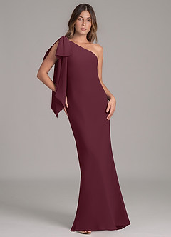 Azazie Capri Bridesmaid Dresses Cabernet A-Line One Shoulder Chiffon Dress image1