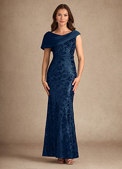 Azazie Marion Mother of the Bride Dresses Dark Navy Mermaid Sequins Dress image1