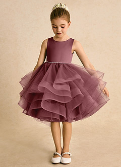 Azazie Tinie Blumenmädchenkleider Ballkleid Schleifen Tüll Kleid Wüstenrose image5