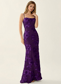 Kailani Plum 3D Flowers Corset Mermaid Lace Up Back Prom Dress image4