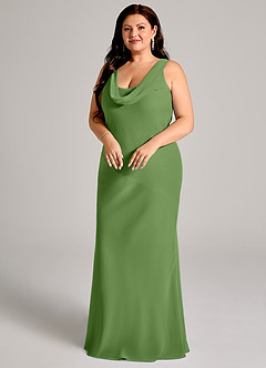 Azazie Rylina Bridesmaid Dresses Basil Mermaid Pleated Chiffon Dress image9