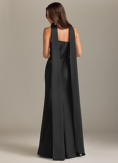 Azazie Kinsley Bridesmaid Dresses Black Mermaid Side Slit Stretch Satin Dress image2
