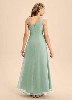 Azazie Brooke Junior Abito A-Line in Chiffon Spacco Laterale Agave image2